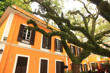 Naklejka premium Historical Buildings around Tap Seac Square, Macau