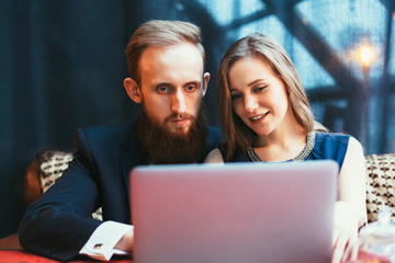 loving couple in a restaurant