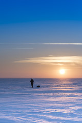 Fototapeta premium Winter landscape with the setting sun
