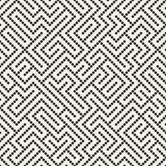 Irregular Maze Lines. Vector Seamless Black and White Pattern.