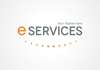 Creative logo design, letter e-services. dotted smile, happiness vector icon. Trendy business elements.