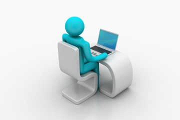 man in a modern desk with laptop