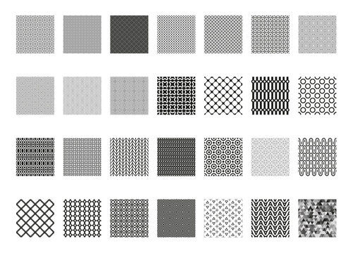 Seamless pattern set, Endless texture can be used for wallpaper, pattern fills, web page background, surface textures. Pack of monochrome geometric ornaments. Suitable for elegant and luxury design. 