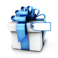Gift white and blue ribbon