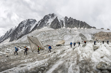 Hikers Aiguille Verte Chamonix France