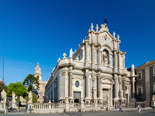 Obraz premium Piazza Duomo and Cathedral of Santa Agatha. Catania, Sicily, Ita