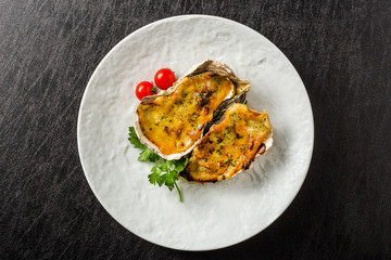 牡蠣のコキール(グラタン) Coquille French food of the oyster