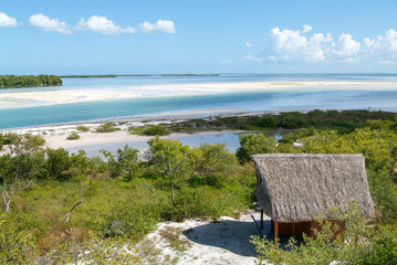 View on the island de los Pajaros in Holbox