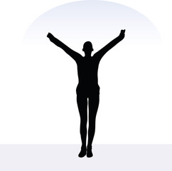 woman in happy pose on white background