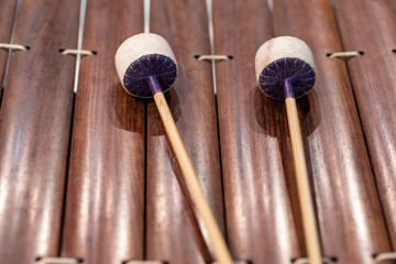 close up of thai xylophone drum stick