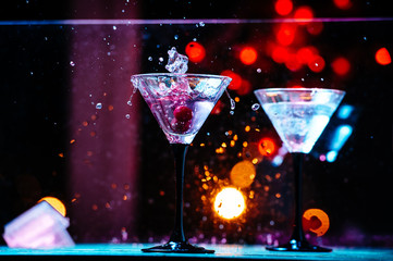 colorful alcohol drinks with splashes