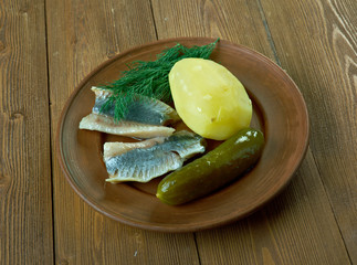 .plate of assorted herring