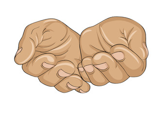 Gesture open palms. Hands gives or receives. Vector illustration