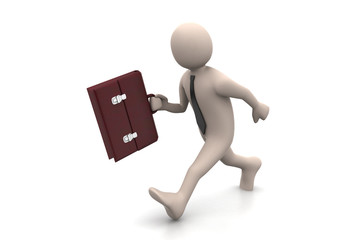3d business man with briefcase