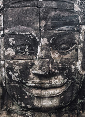 statue Bayon Temple Angkor Thom, Cambodia. Ancient Khmer archite