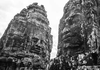 statue Bayon Temple Angkor Thom, Cambodia. Ancient Khmer archite