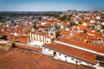 Aerial view of old Coimbra in a summer day