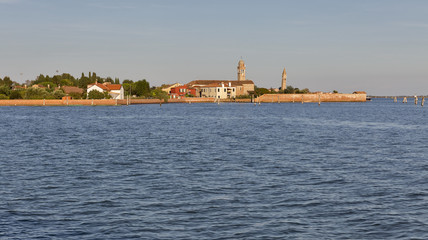 Fototapeta premium Mazzorbo cityscape and Venice lagoon, Italy.