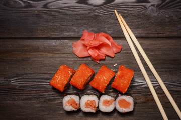 rolls, sushi, wasabi, ginger, japan