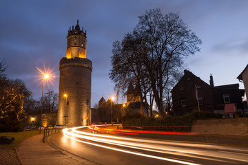 famous round tower andernach germany in the evening