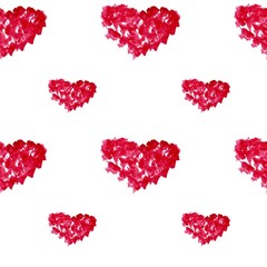 Seamless pattern hand drawn watercolor hearts. Romantic ornament for valentines day.