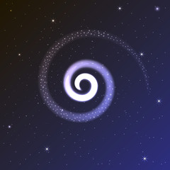 Spiral glow. The glow on the blue background. Space illustration. Space background. Shine Stars.