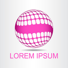 Logo stylized spherical surface with abstract shapes