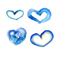 Watercolor hearts, Valentine's day