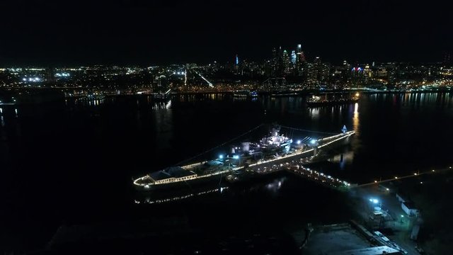 Aerial View Center City Philadelphia & Surrounding Area at Night