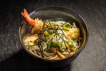 天そば　 Dish of tempura soba japanese food