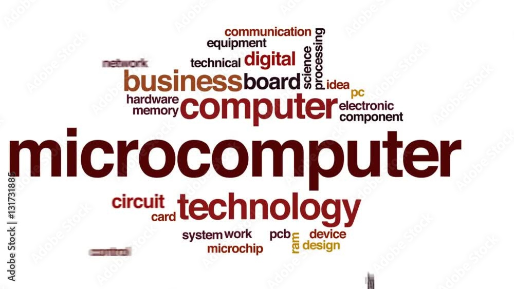 Poster microcomputer animated word cloud.