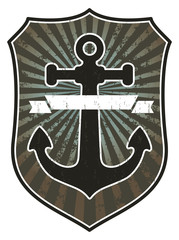anchor with shield and banner