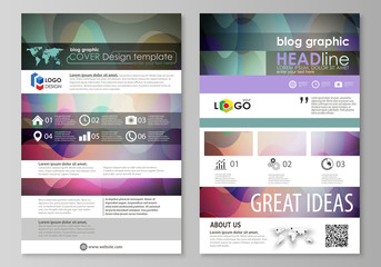 Blog graphic business templates. Page website design template, flat style vector layout. Colorful pattern with overlapping shapes forming abstract beautiful background.