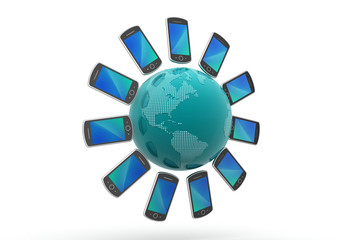 Smart phone around the globe