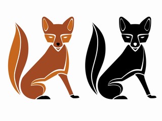 simplified drawing of a fox . vector logo