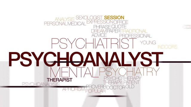 Psychoanalyst animated word cloud. Kinetic typography.