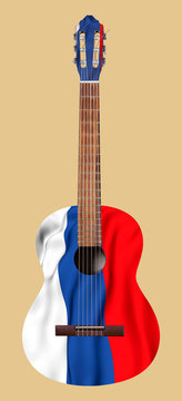 Musical instrument - Acoustic guitar with the image of a flag of