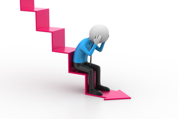 Business man sit on the breakdown arrow