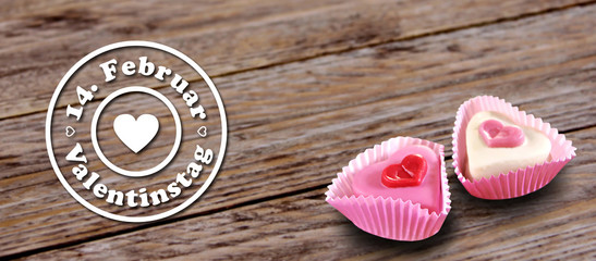 valentinstag banner mit zwei herz törtchen