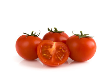 Bunch of cherry tomatoes. Still-life studio shot taken with soft-box.