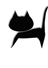 logo black cat standing on a white background