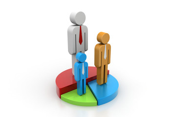 people standing pie chart