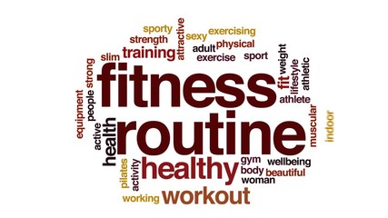 Fitness routine animated word cloud.