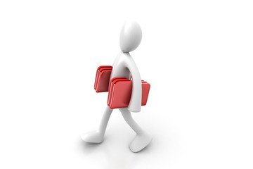 3d people carrying the file folder