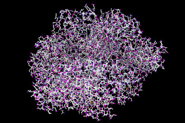 Edema toxin of anthrax bacterium Bacillus anthracis isolated on black background, 3D illustration. Molecular background