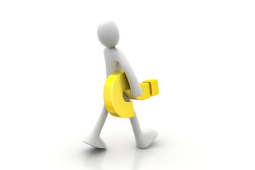 3d people carrying  the question mark