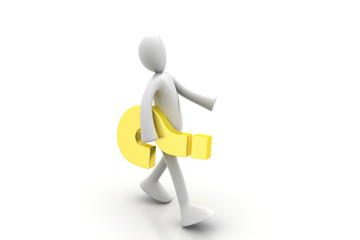 3d people carrying  the question mark