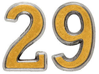 Metal numeral 29, twenty-nine,  isolated on white background