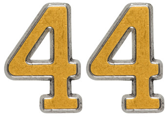 Metal numeral 44, forty-four, isolated on white background