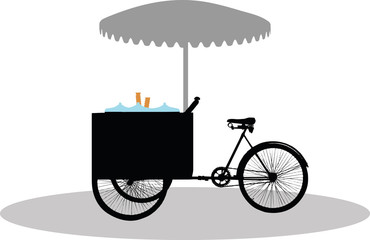 bike of icecream on white background